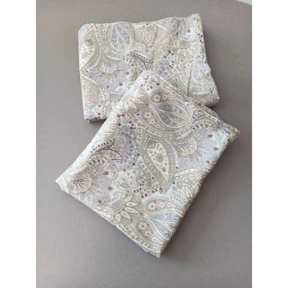 Raymond Waites Other - Raymond Waites Paisley Pillow Cases Set Of 2 QUEEN Green Purple 100% Cotton Boho